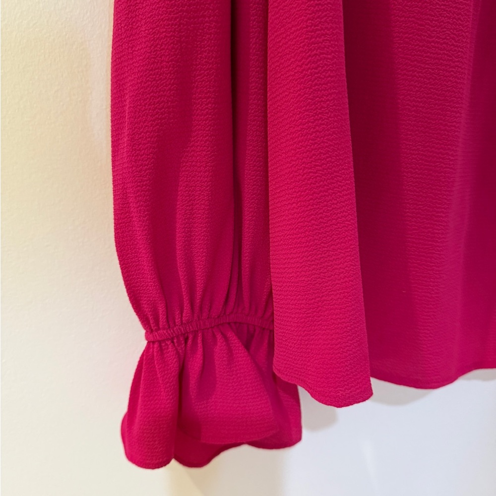 CeCe Shoulder Ruffle Hot Pink / Raspberry Top - Picture 10 of 12